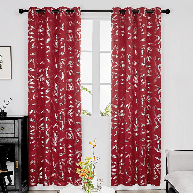 Polyester Room Darkening Curtain Pair, Red, 52" W x 95" L