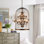 [Lustre en cristal] Lustre réglable en cage à oiseaux en cristal | Tige de suspension - sans ampoule incluse