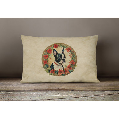 Christmas Flowers Frame Outdoor Throw Pillow