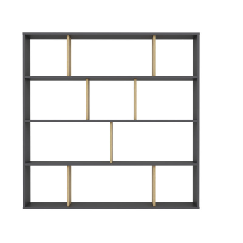 Isaias 145cm H Standard Bookcase, Anthracite/Oak