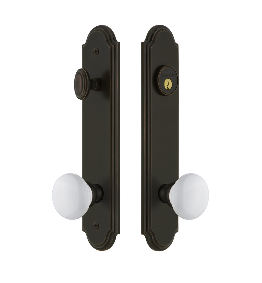 Arc Tall Plate Complete Entry Set with Single Cylinder Deadbolot and Hyde Park Knob Grandeur