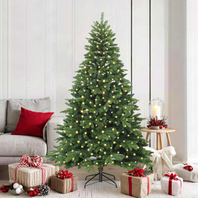 Artificial Christmas Tree with 300 LEDs Green PE and PVC