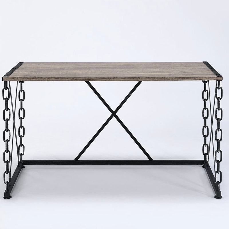 Rectangular Console Table In Rustic Oak And Industrial Black Metal Style Charming With Design