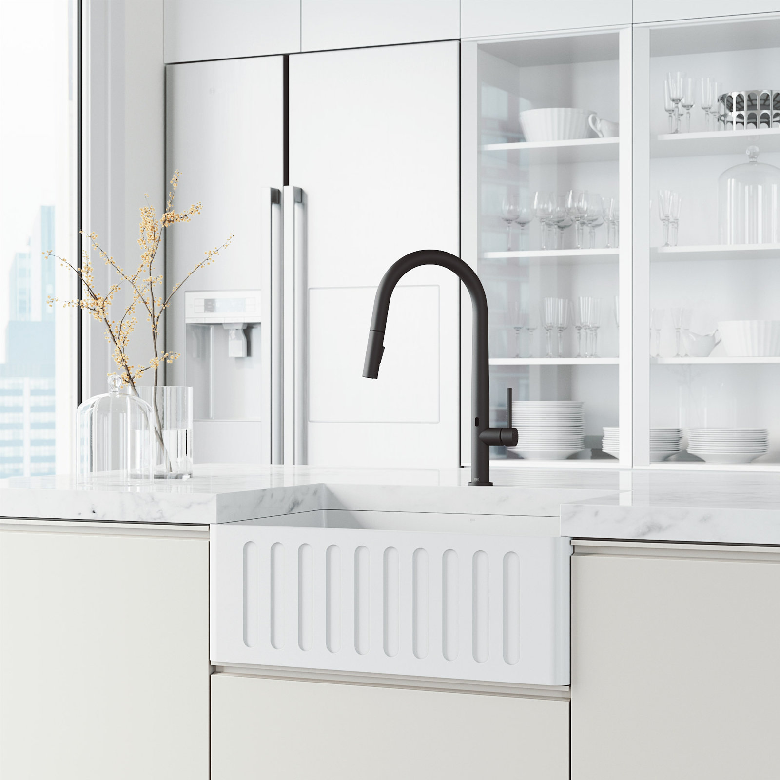 Greenwich 18" H 1-handle Pull-Down 2-Function Sprayer Touchless Kitchen Faucet, Matte Black