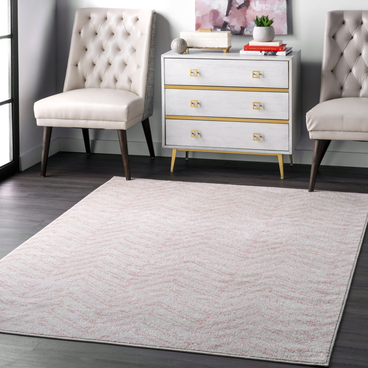Roseanne Transitional Striped Performance Pink/Gray Rug