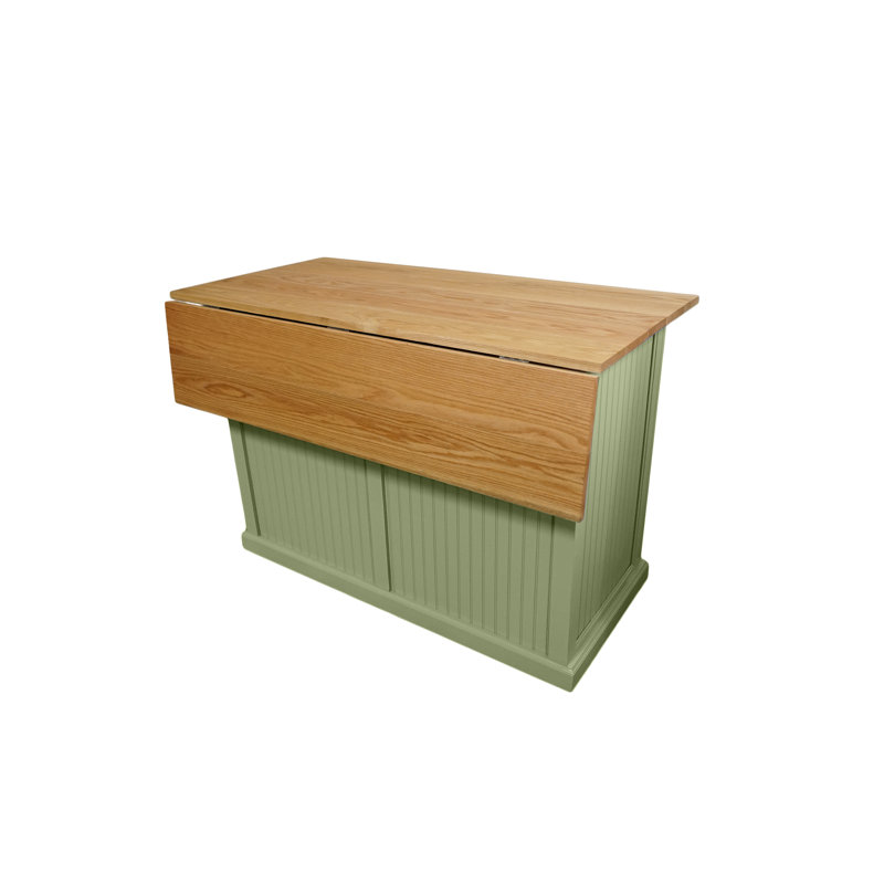 Coastal Kitchen Island avec Butcher Block Top, Bois, Sage d'été