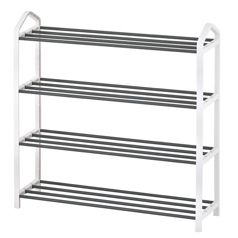  Freestanding 4-Tier Plastic& Metal Tube Shoe Rack