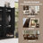 Farmhouse 4-In-1 Hall Tree, 4 Rattan Doors, 6 Hooks Adjustable Shelf Mid-Century Shoe Cabinet-230878720
