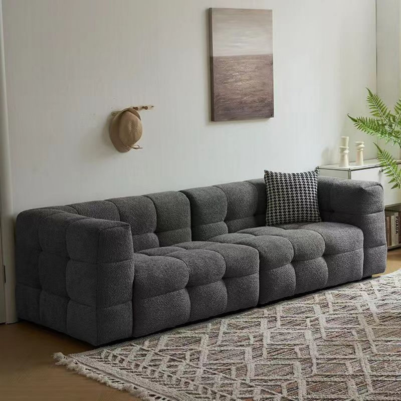 Modern Simple Cream Style Triple Sofa, Dark Gray