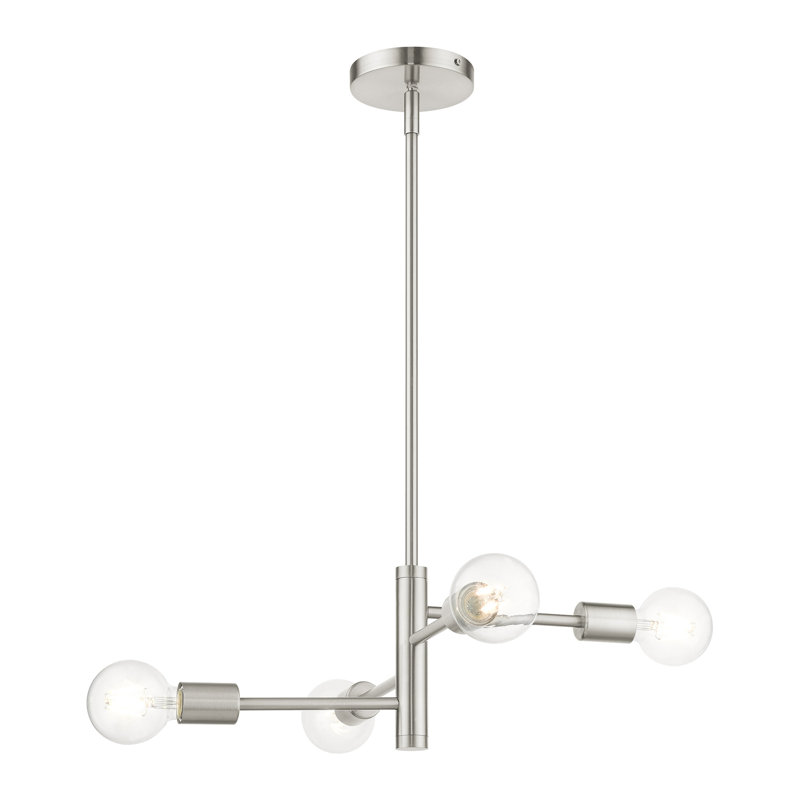 Lustre tambour moderne à 4 lumières Jeffries, Nickel brossé