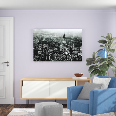 Manhattan At Night Rich Black - No Frame Print on Canvas