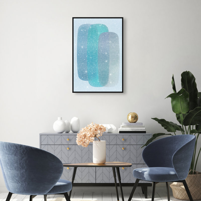 Teal Gradients Print by Oliver Gal, 55"H x 37"W, Black Floater Frame