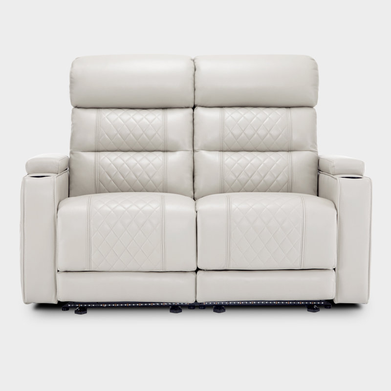 Power Recliner Loveseat Sofa With Adjustable Headrest, Home Theater Seating, Light Gray