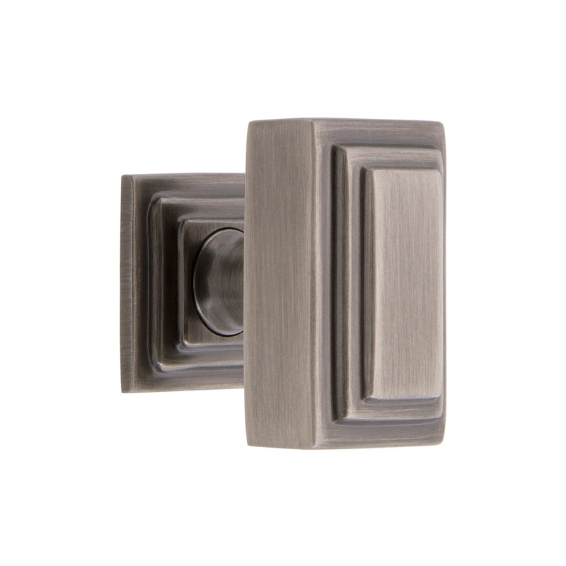 Carré Rectangular Knob, Antique Pewter