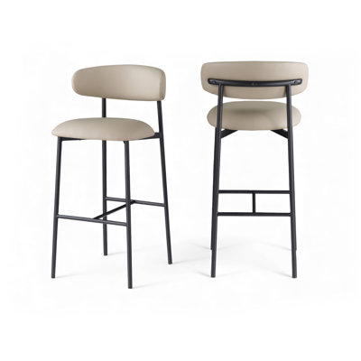 Tabouret de bar rembourré en cuir Lupita