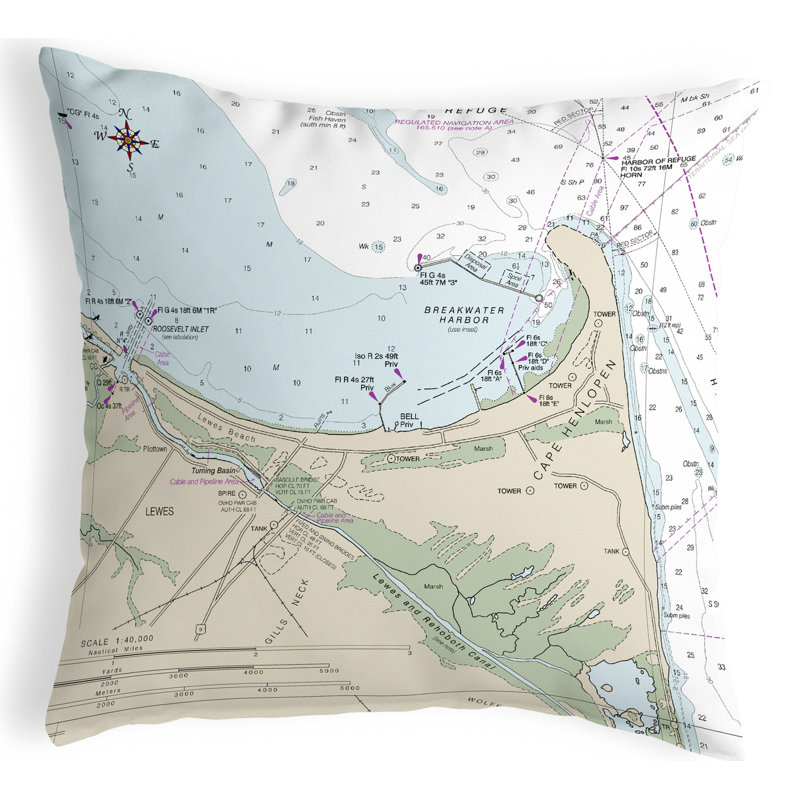  Coussin intérieur / extérieur Lewes, De Nautical Map
