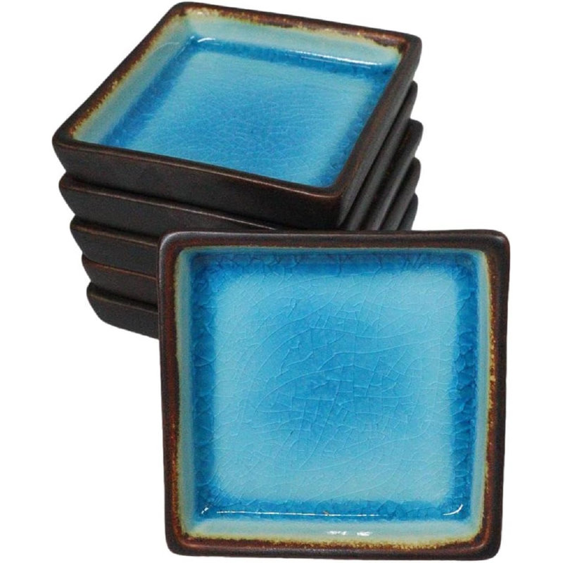 Ensemble de 6 assiettes à condiments en céramique Aozora Kannyu, Bleu