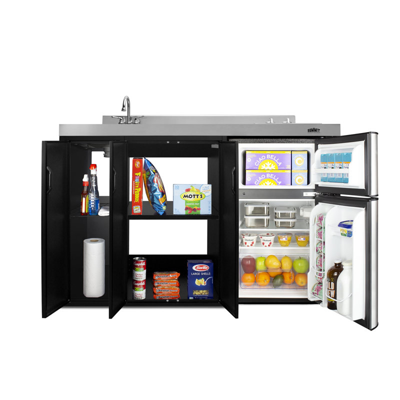 Summit Appliance All-In-One Combo Kitchens 3.2 Cubic Feet Kitchenette Mini Fridge with Freezer, Left