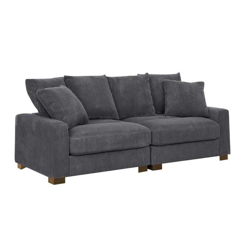 86'' Corduroy Loveseat, Gray