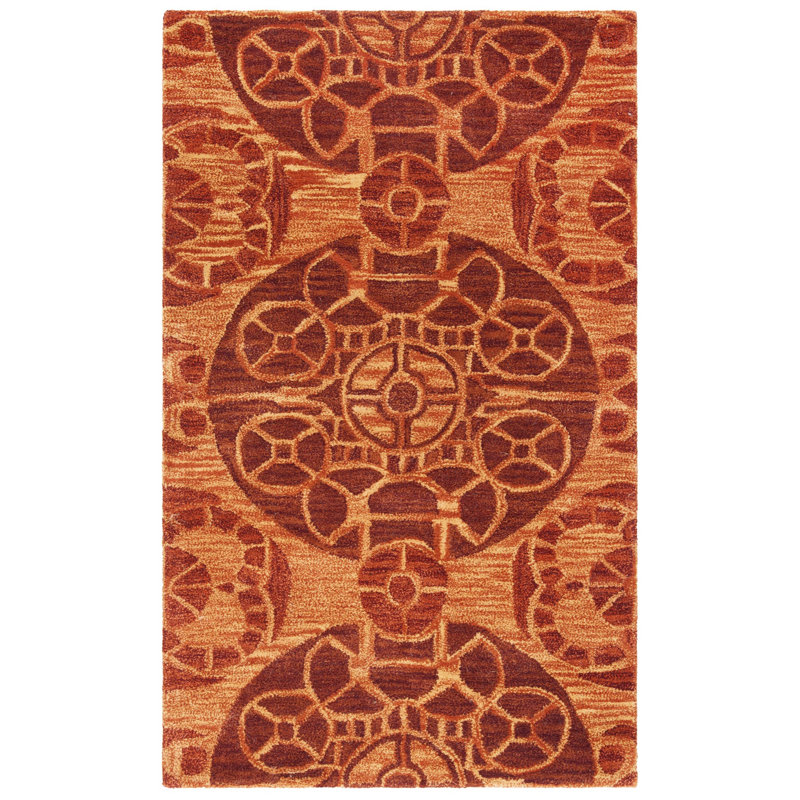Tapis floral en laine / viscose touffeté à la main Kouerga, Rectangle 8 pi x 10 pi