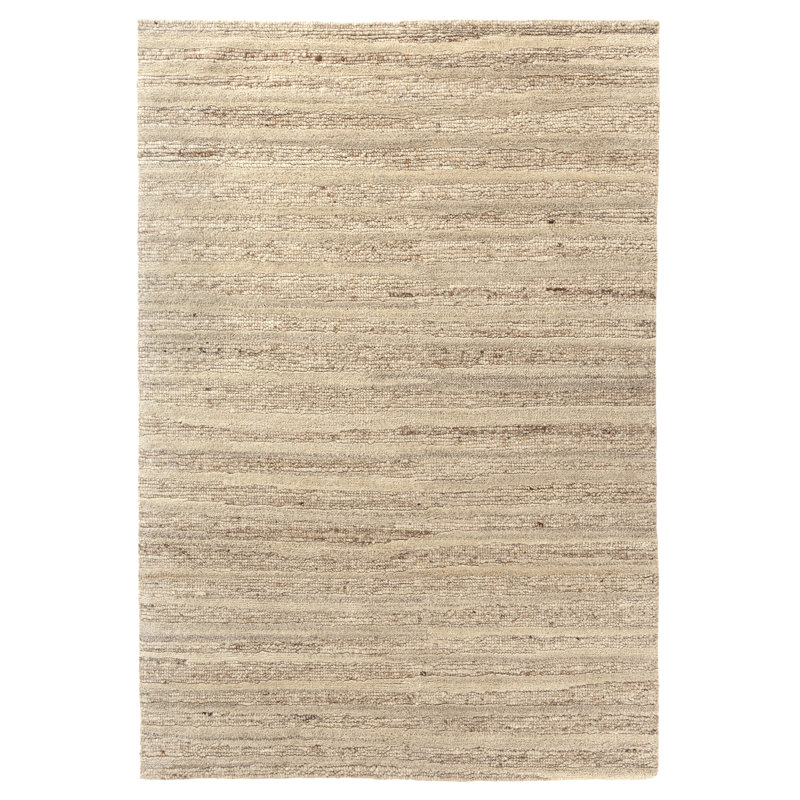 Tallis Contemporary Striped Beige Hand-Woven New Zealand Wool Indoor Area Rug, 8' x 10', Beige, 8' x 10'