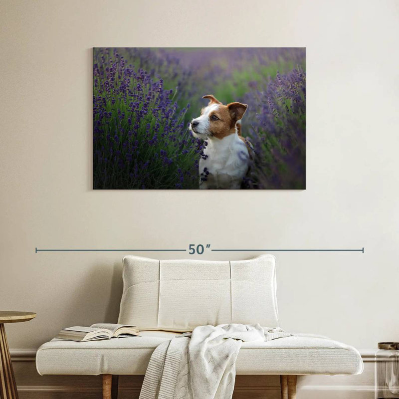 Crowle Jack Russell And Lavender, 26" H x 39" W