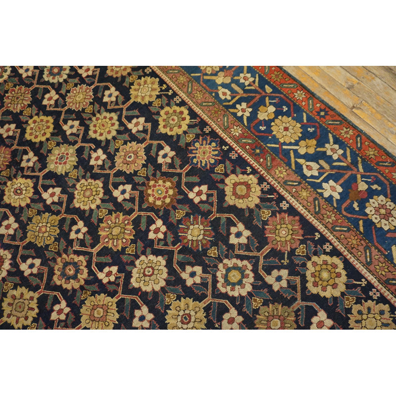 Antique Caucasian Mina Khani Design Blue Gallery Size Karabagh Rug