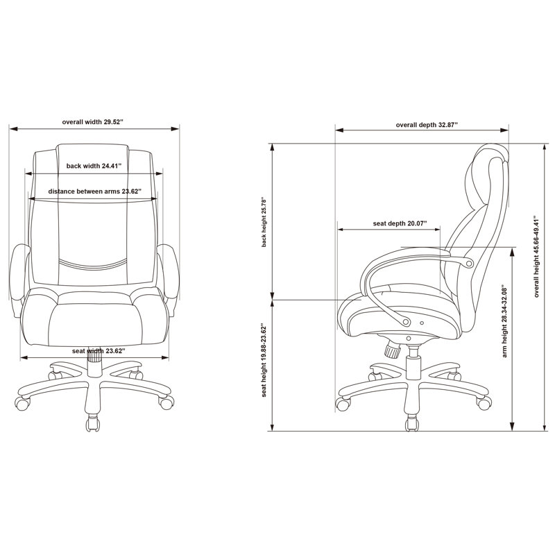 Big and Tall Black Leather Office Chair with Metal Base
