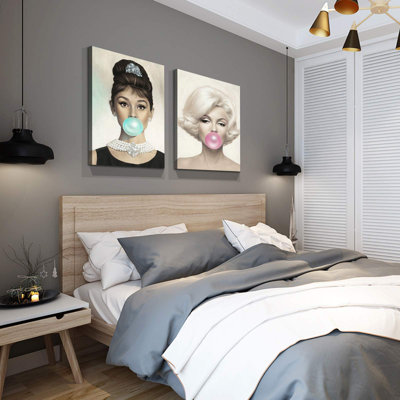 Audrey Hepburn, Marilyn Monroe Bubble Gum - ensemble de 2 reproductions sur toiles tendues