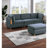 7Pc Sectional In Steel Grey Color Fabric, With 4X Wedges, 2X Armless Chairs, For Home Color, Modern Interior