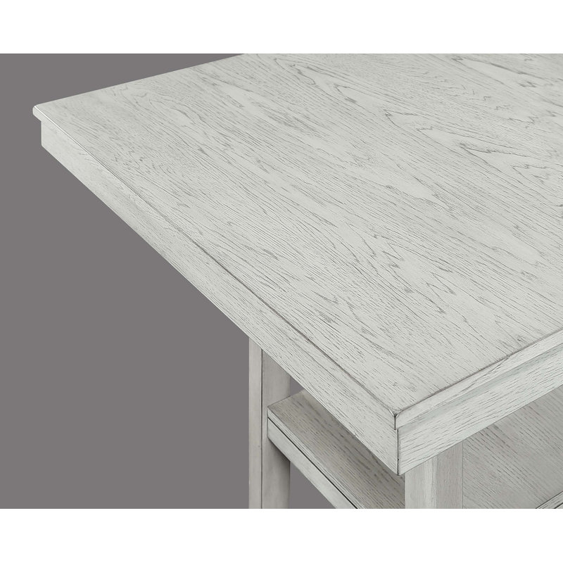 Ensemble de salle à manger 5 pièces à hauteur de comptoir Rustic Farmhouse, Blanc antique, Blanc antique