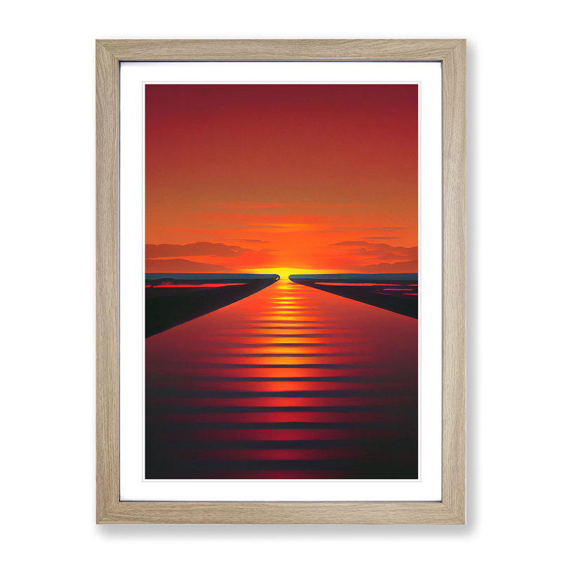 Boundless Sunset View - Wall Art, 36cm H x 27cm W x 2cm D, Oak Framed, White
