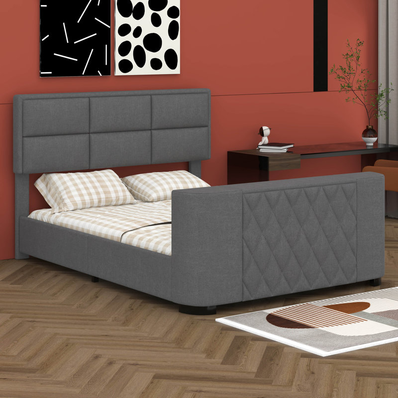 Lit plateforme avec rangement Ashdon, Gris