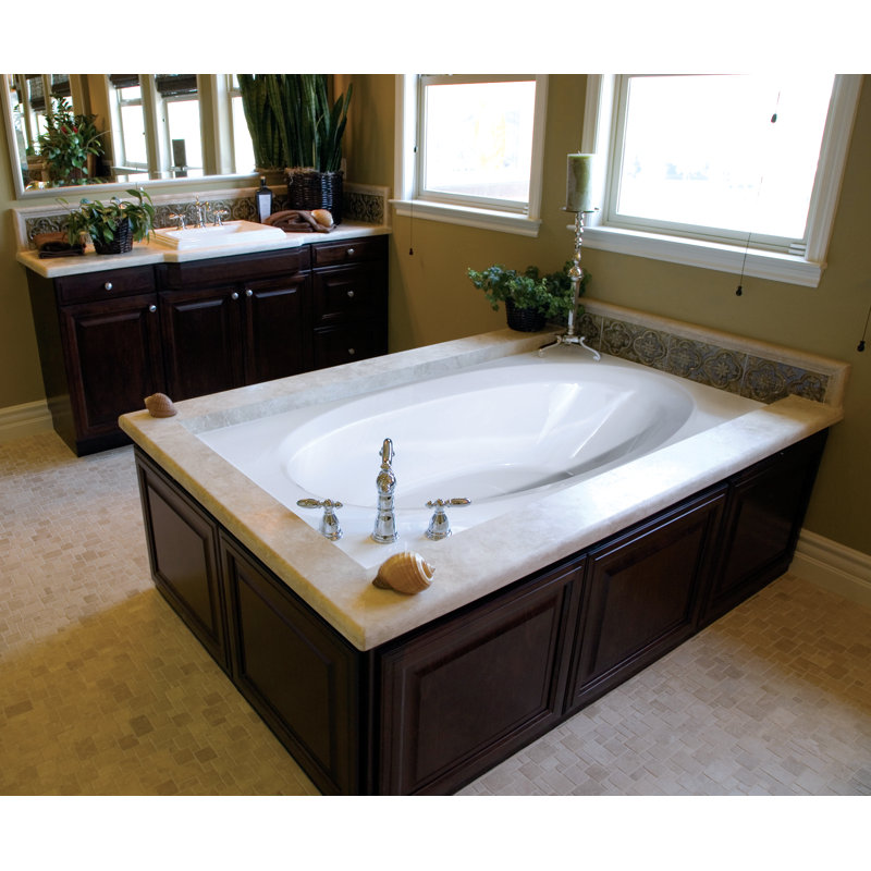 Baignoire encastrée en acrylique 66 po x 42 po Designer, Blanc, Nickel satiné