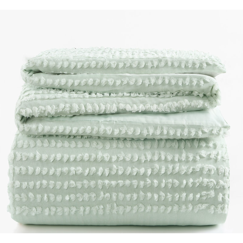 Blinn 100% Cotton Set, Queen Duvet Cover + 2 Standard Shams, Green