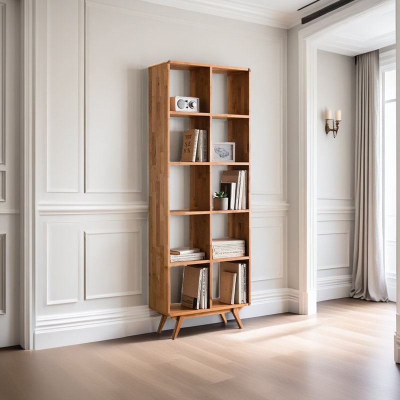 Bibliothèque de style nordique minimaliste, (5 tablettes) H 82,68 po x l 31,5 po x P 15,75 po