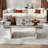 Luxury Rectangular Mirror Coffee Table With Fluted Tempered Glass And Rounded Edges