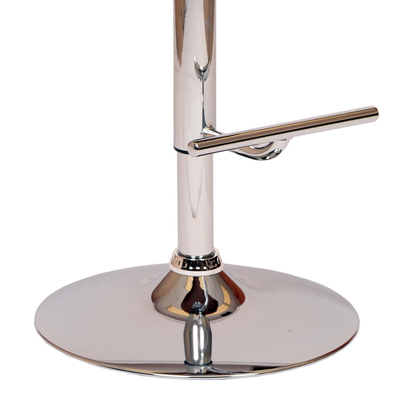 March Mid-century Modern Adjustable Height Swivel Bar Stool in Faux Leather, Chrome and Walnut Wood, Cream