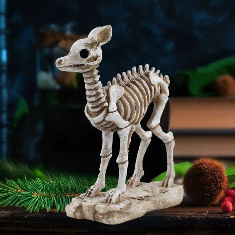 Décoration squelette de cerf d'Halloween décoration de maison en résine, 3.15" H x 5.12" W x 6.3" D