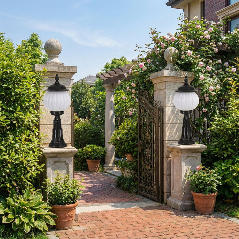 Sterling Manor Ribbed Globe Pedestal Light