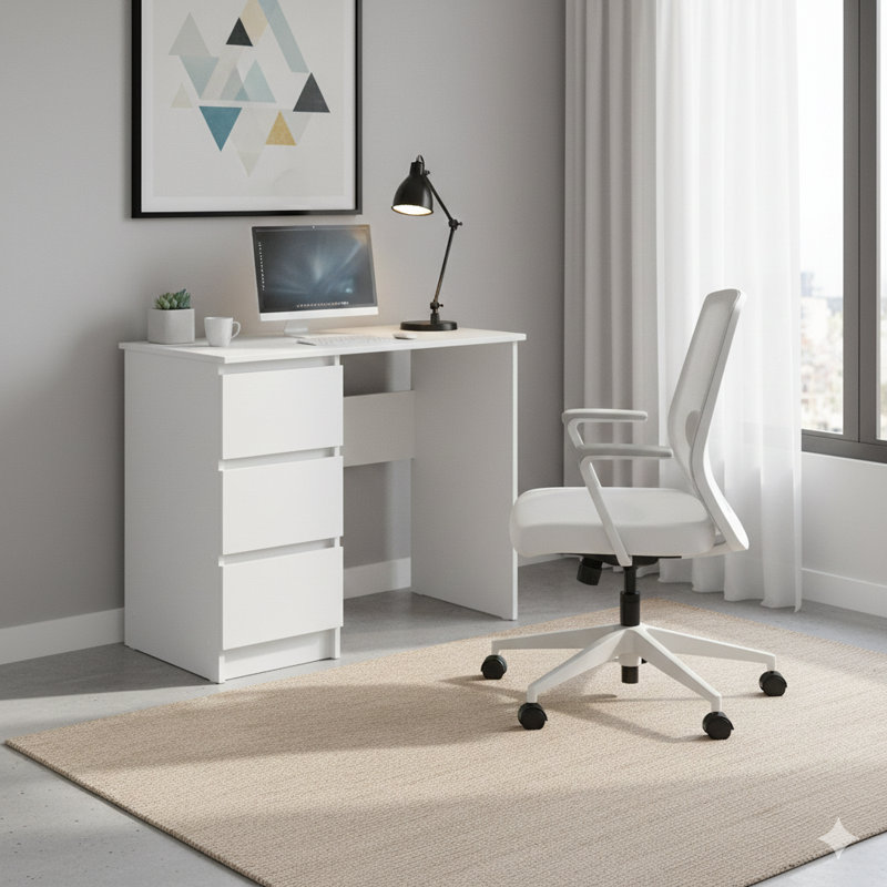 Computer desk Classic Line Cina, White/White