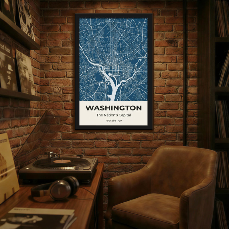 «Scenic & Cityscapes Washington Map Design», reproduction d'art, H 30 po x l 20 po