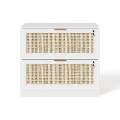 31.1"W Rattan File Cabinet With 2 Drawer & Lock by Bay Isle Home