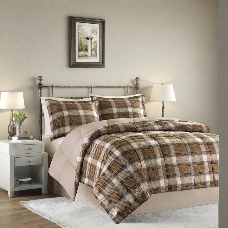 Twin Rustic Bedding Sets, Soft Microfiber Reversible Comforter, Cozy Cabin Style