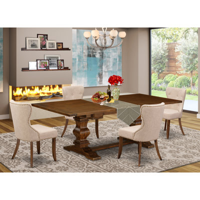 Lassale Removable Leaf Solid Wood Dining Set