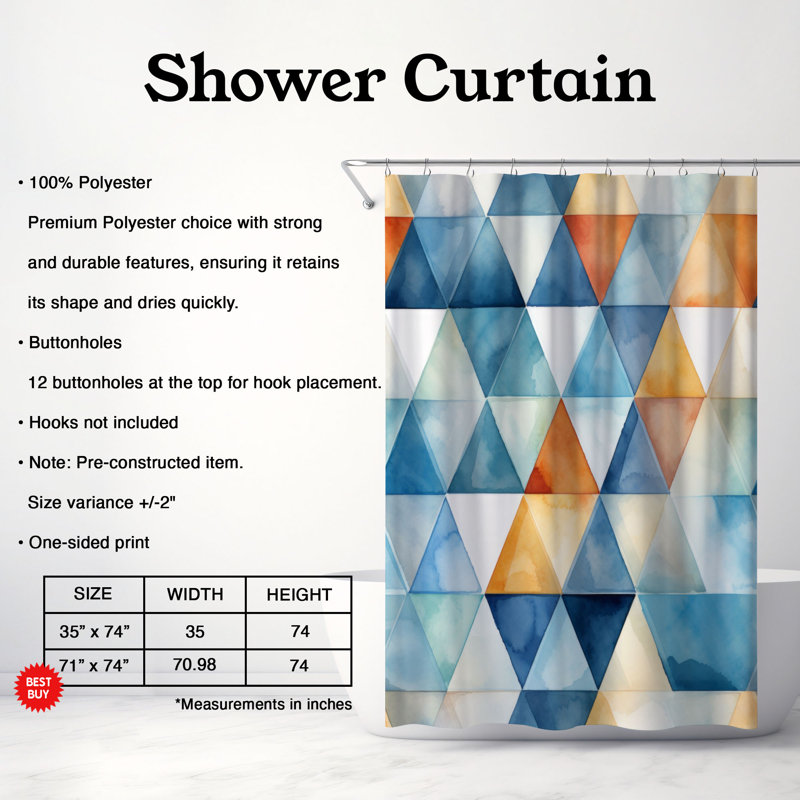 Rideaux de douche Premium - Textures géométriques claires, H 74 po x l 71 po