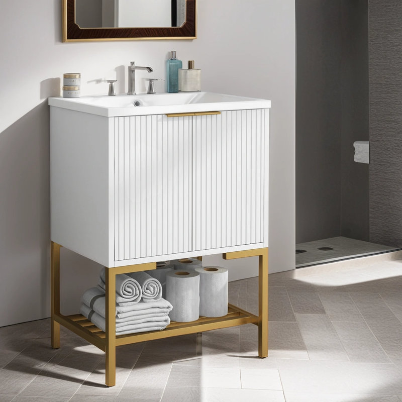 Ensemble de meuble-lavabo simple 24 po avec plateau en céramique Imiyah