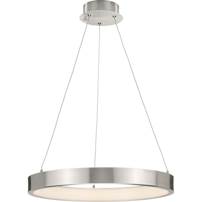 Luminaire suspendu DEL moderne, Nickel brossé, H 2,40 po x l 20 po x P 20 po
