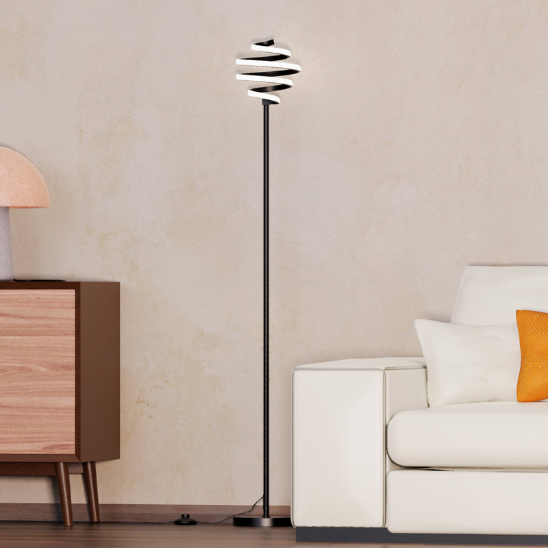 Lampe sur pied à DEL en spirale 24 W 59 po - blanc chaud 3000 K - gradation continue en noir mat