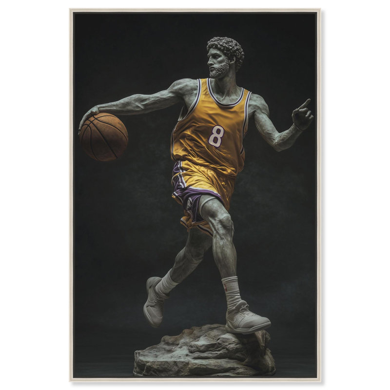 Basketball Sculpture , H 31 po x l 21 po, Encadrement argenté